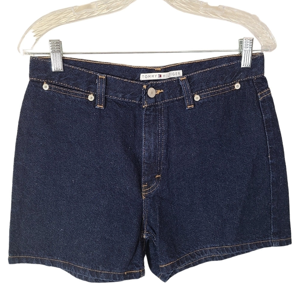 Tommy Hilfiger dark wash high waisted denim jean shorts Women's size 8 inseam 3"